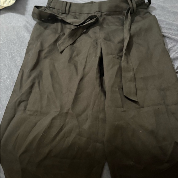 Black High-Waisted Pants with Belt linen nwot - Picture 3 of 6